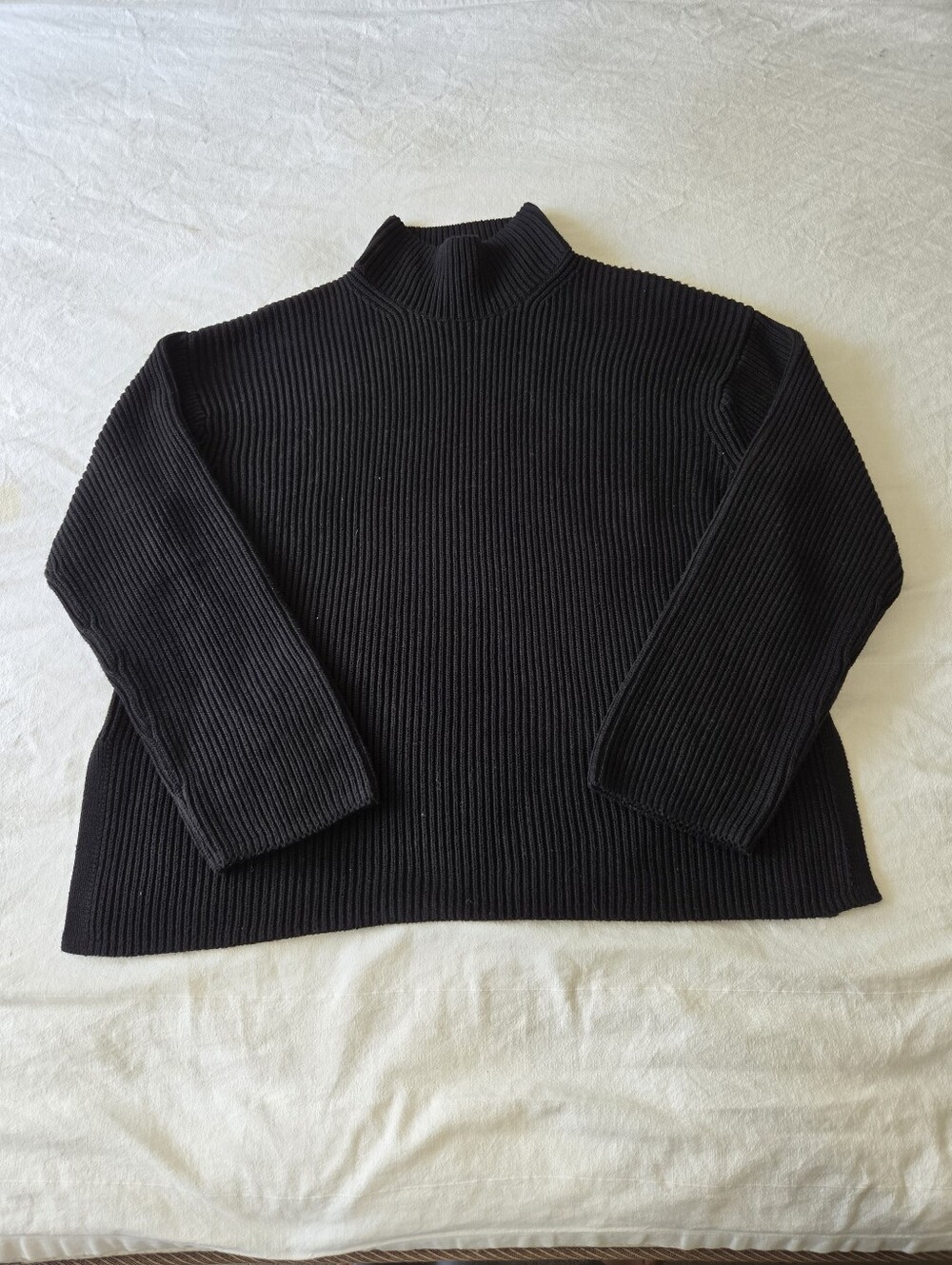 GAP Mens Mock Turtlneck Sweater Medium Boxy Ribbed Black 100% Cotton Minimalist